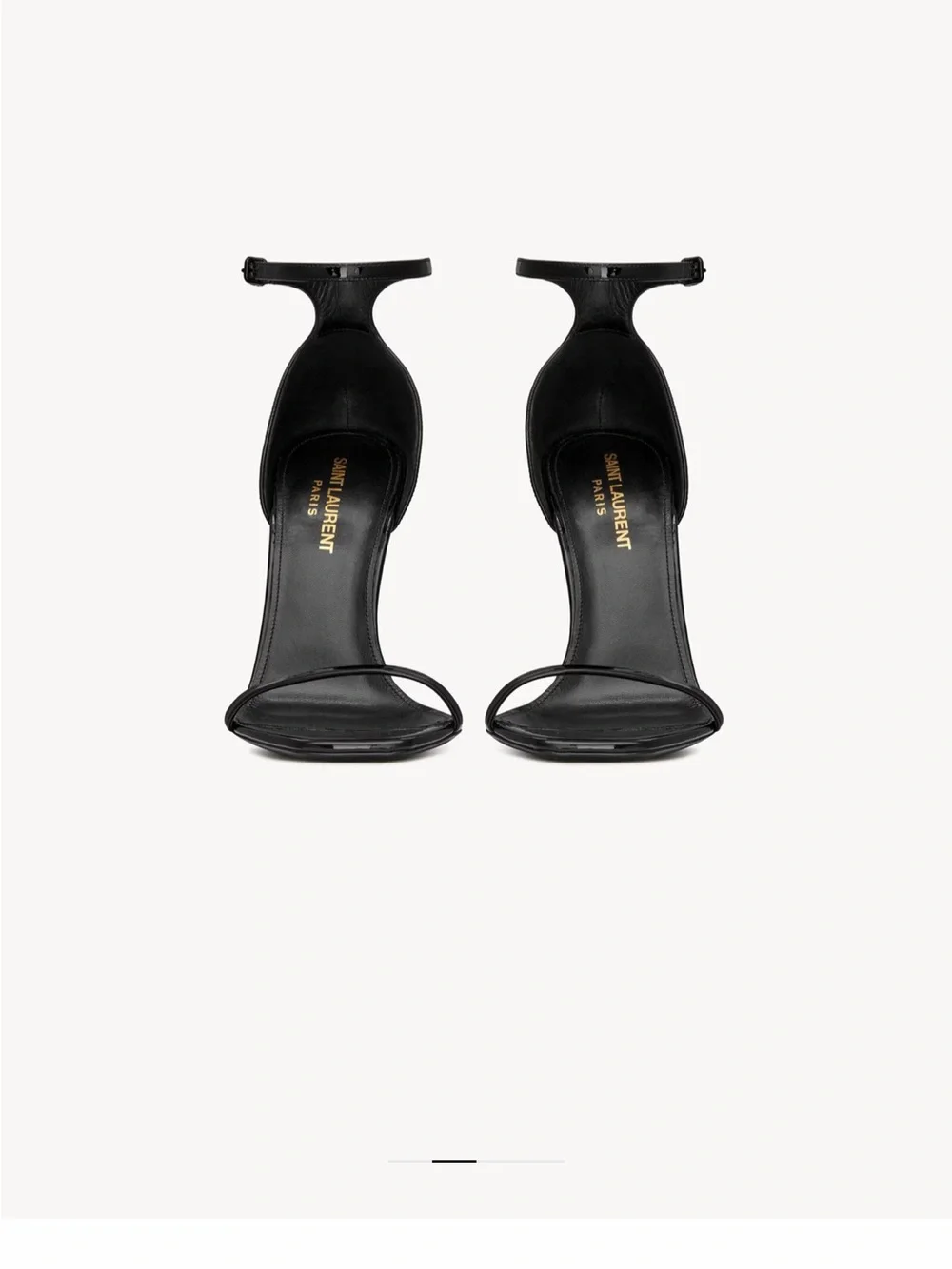 Saint Laurent Black Patent Opyum Logo-Heel Ankle Strap Sandal - Picture 2 of 3